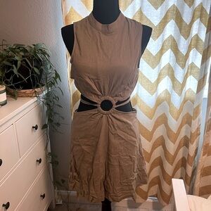Altar’d State Sleeveless Ring Detail Tie Back Dress Linen Blend Size Medium